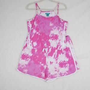 Cristina Pajama Set 1X Pink Tie-Dye Loungewear shorts tank Soft Stretch Plus‎